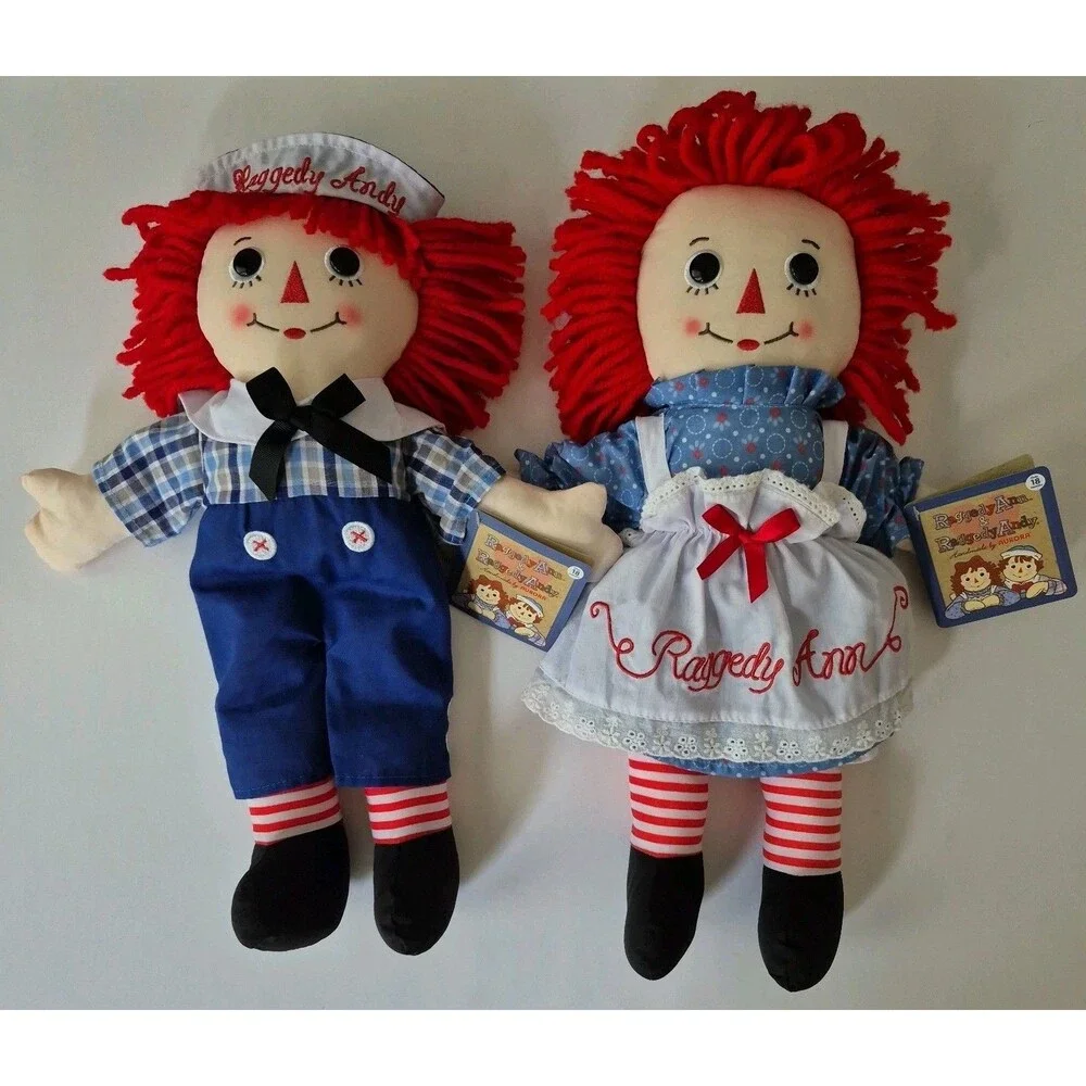 Hasbro by Aurora Raggedy Ann & Raggedy Andy 16 Inch Plush Doll Set Brand New